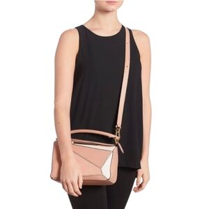 Like New!!! Loewe Small Puzzle Bag Pink Tricolor Leather & Suede NEUTRALS